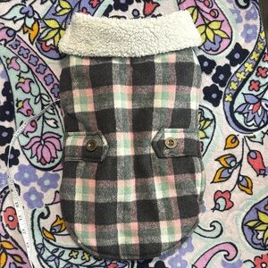 Plaid Dog Coat with Sherpa Collar